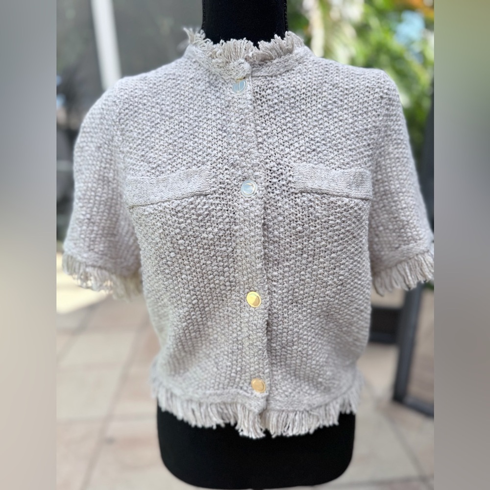 J. Crew Cream Short Sleeve Cardigan